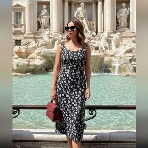 Dolce & Gabanna floral y2k midi dress 42/M Black